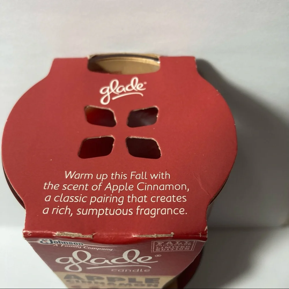 Glade Apple Cinnamon Glass Jar Candle Fall Limited Edition